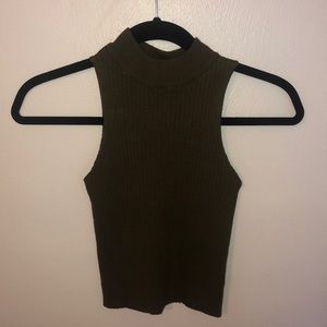 Green turtleneck crop top